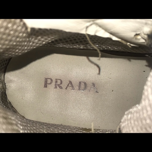 PRADA GREY & WHITE  HIGHTOP SNEAKERS - Picture 5 of 8